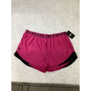 Under Armour Womens Play Up Shorts 3.0 Pink Black 1344552-686 Plus Size 2XL NEW